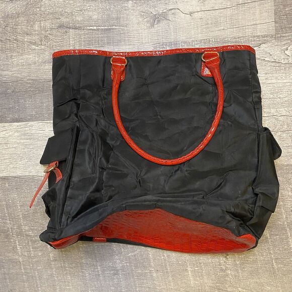 Ed Hardy Nylon Red and Black Mermaid Shoulder Tote Bag - Picture 11 of 12